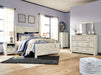 Bellaby Queen Crossbuck Panel Bed with Mirrored Dresser, Chest and Nightstand Homeline Furniture