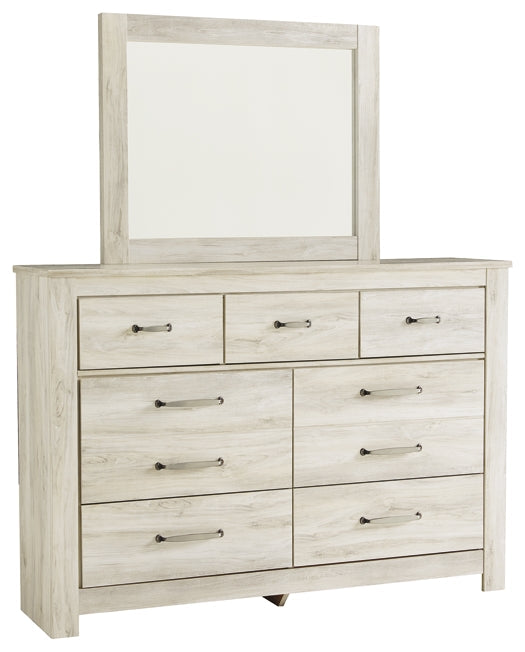 Bellaby Queen Panel Bed with Mirrored Dresser Homeline Furniture