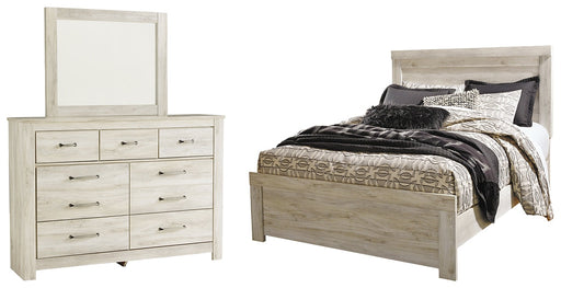 Bellaby Queen Panel Bed with Mirrored Dresser Homeline Furniture