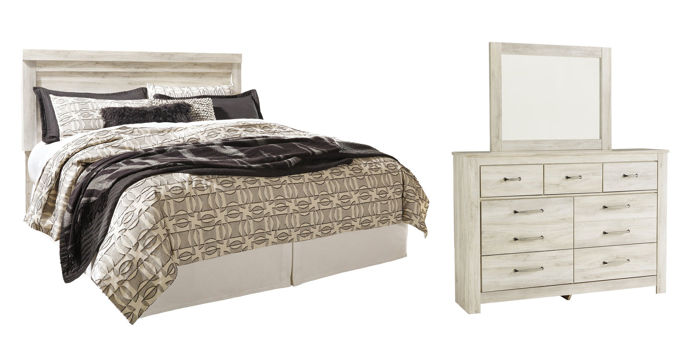 Bellaby Queen Panel Headboard with Mirrored Dresser Homeline Furniture