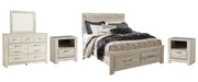 Bellaby Queen Platform Bed with 2 Storage Drawers with Mirrored Dresser and 2 Nightstands Homeline Furniture