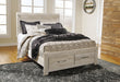 Bellaby Queen Platform Bed with 2 Storage Drawers with Mirrored Dresser and 2 Nightstands Homeline Furniture