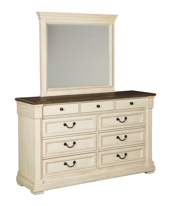 Bolanburg King Panel Bed with Mirrored Dresser, Chest and 2 Nightstands Homeline Furniture