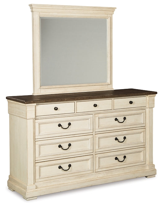 Bolanburg King Panel Bed with Mirrored Dresser Homeline Furniture