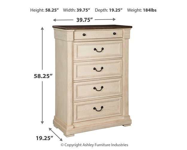 Bolanburg King Panel Bed with Mirrored Dresser and Chest Homeline Furniture