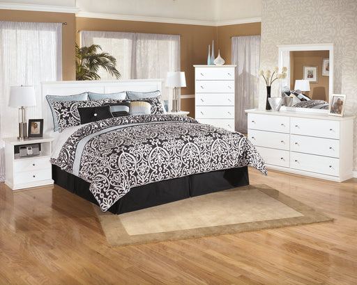 Bostwick Shoals King/California King Panel Headboard with Mirrored Dresser, Chest and Nightstand Homeline Furniture