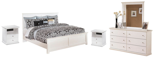 Bostwick Shoals King Panel Bed with Mirrored Dresser Homeline Furniture