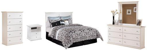 Bostwick Shoals Queen/Full Panel Headboard with Mirrored Dresser, Chest and Nightstand Homeline Furniture