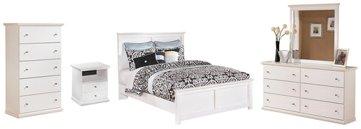 Bostwick Shoals Queen Panel Bed with Mirrored Dresser, Chest and Nightstand Homeline Furniture