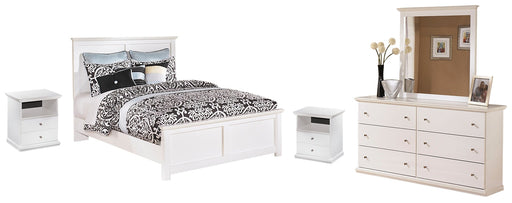 Bostwick Shoals Queen Panel Bed with Mirrored Dresser Homeline Furniture