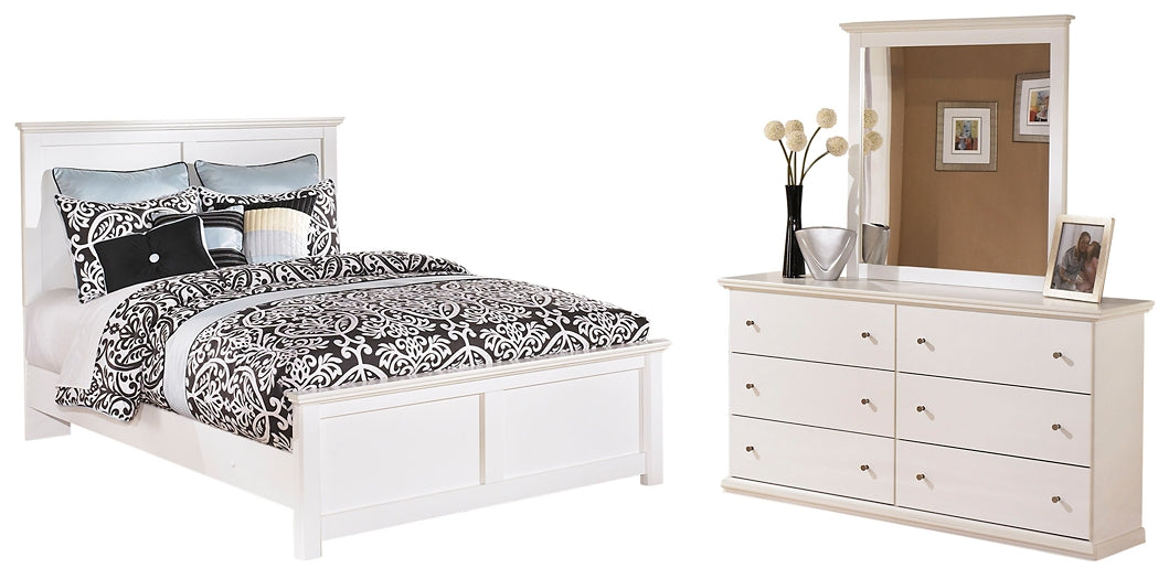 Bostwick Shoals Queen Panel Bed with Mirrored Dresser Homeline Furniture