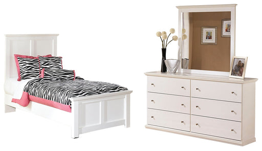 Bostwick Shoals Twin Panel Bed with Mirrored Dresser Homeline Furniture