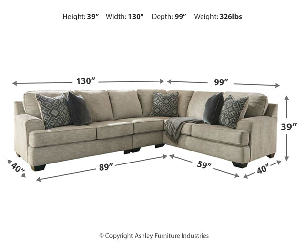 Bovarian 3-Piece Sectional with Ottoman Homeline Furniture