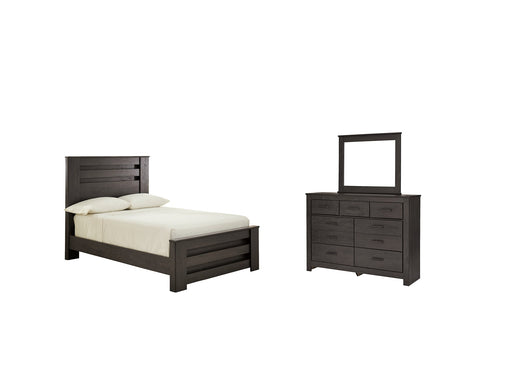 Brinxton Full Panel Bed with Mirrored Dresser Homeline Furniture