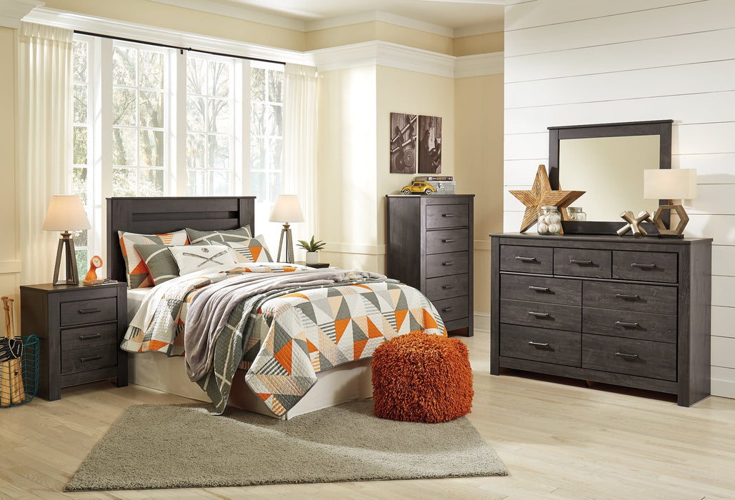 Brinxton Full Panel Headboard with Mirrored Dresser Homeline Furniture