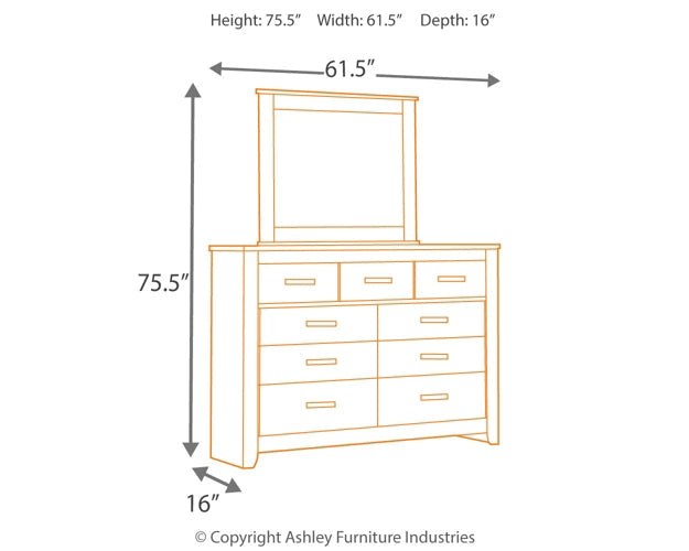 Brinxton Full Panel Headboard with Mirrored Dresser Homeline Furniture