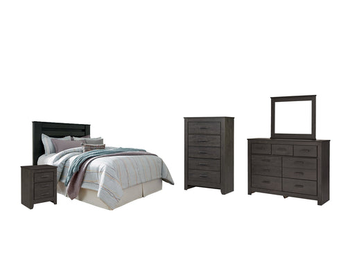 Brinxton King/California King Panel Headboard with Mirrored Dresser, Chest and Nightstand Homeline Furniture