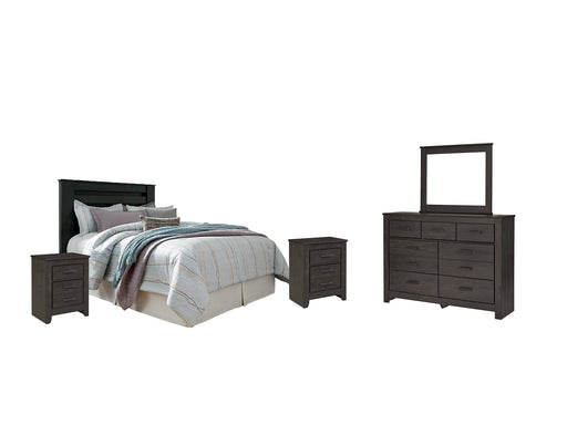 Brinxton King/California King Panel Headboard with Mirrored Dresser and 2 Nightstands Homeline Furniture