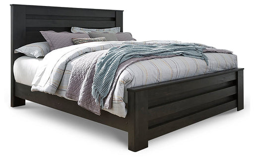 Brinxton King Panel Bed with Mirrored Dresser and Nightstand Homeline Furniture