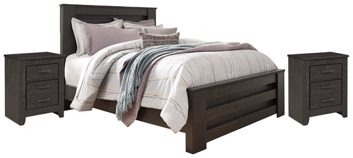 Brinxton Queen Panel Bed with 2 Nightstands Homeline Furniture