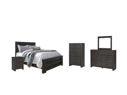 Brinxton Queen Panel Bed with Mirrored Dresser, Chest and Nightstand Homeline Furniture