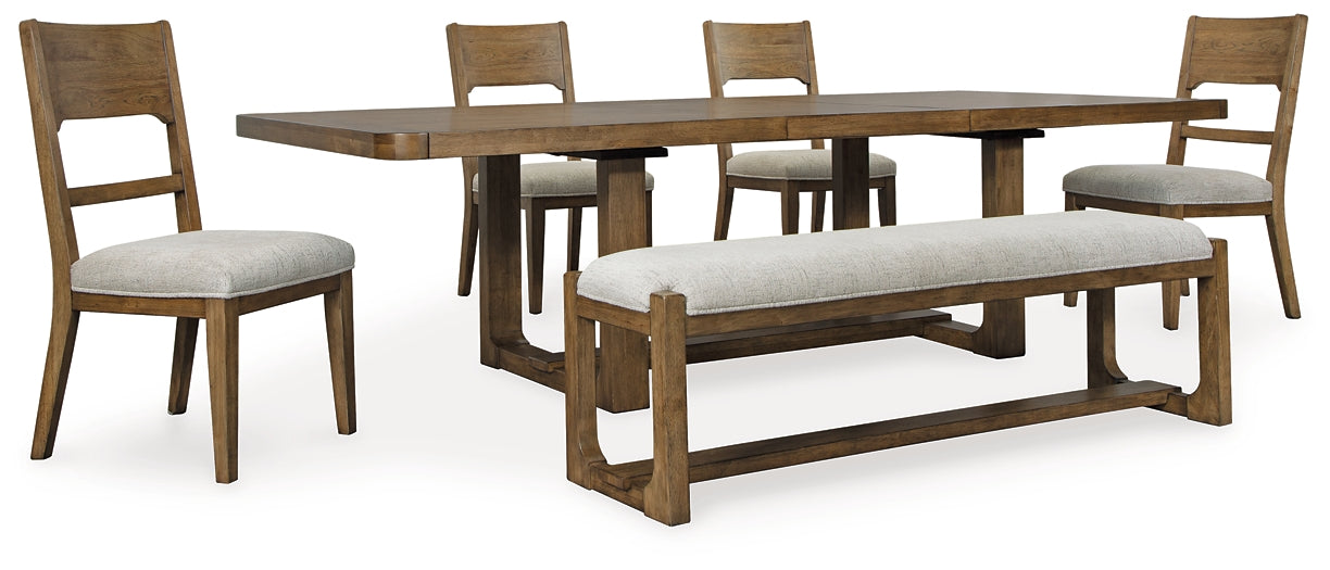 Cabalynn Dining Table and 4 Chairs and Bench Homeline Furniture