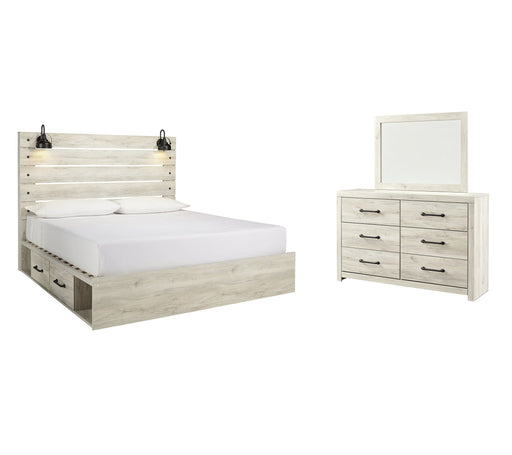 Cambeck Full Panel Bed with 4 Storage Drawers with Mirrored Dresser Homeline Furniture