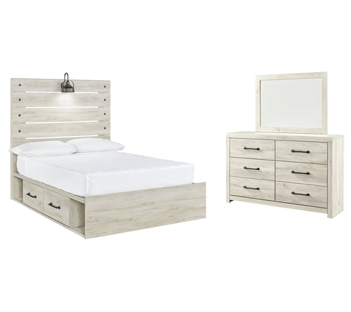 Cambeck Full Panel Bed with 4 Storage Drawers with Mirrored Dresser Homeline Furniture