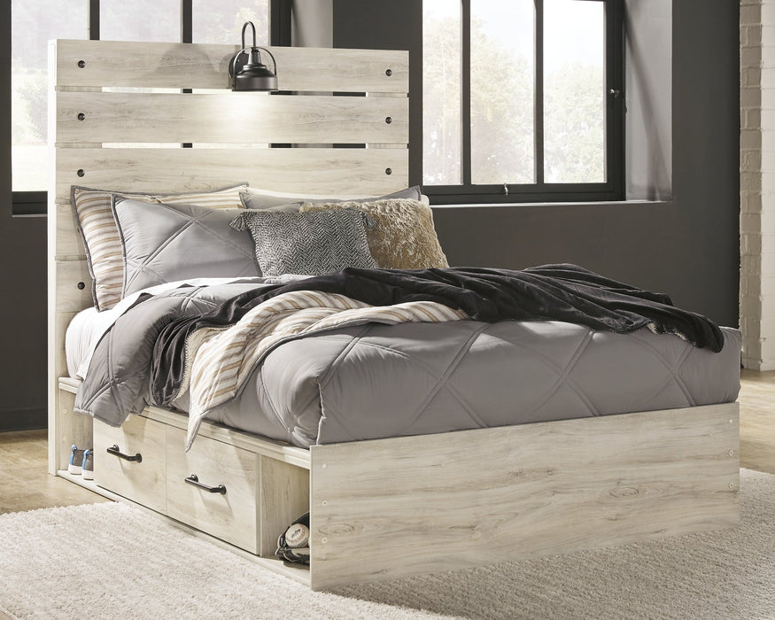 Cambeck Full Panel Bed with 4 Storage Drawers with Mirrored Dresser and 2 Nightstands Homeline Furniture