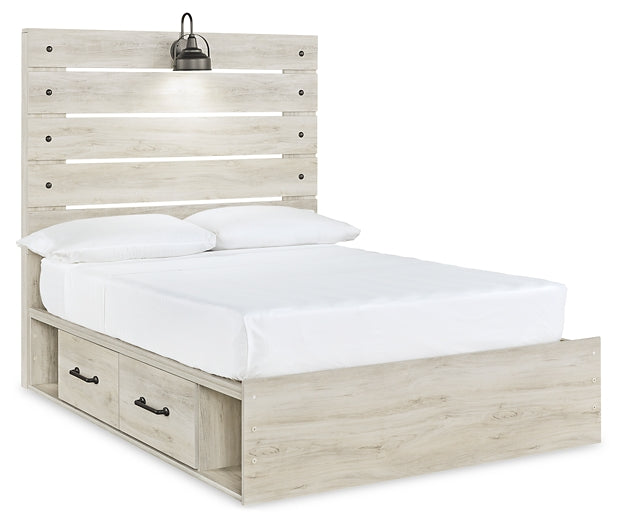 Cambeck Full Panel Bed with 4 Storage Drawers with Mirrored Dresser and 2 Nightstands Homeline Furniture