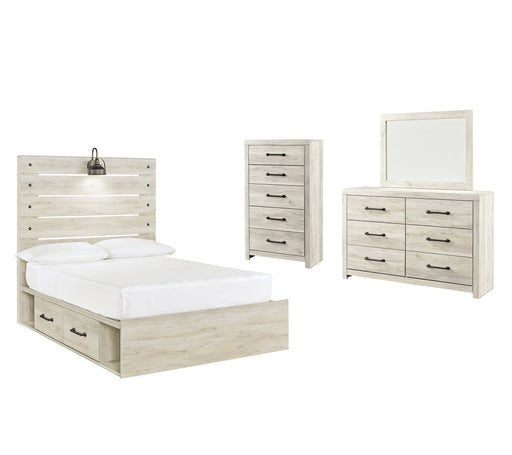 Cambeck Full Panel Bed with 4 Storage Drawers with Mirrored Dresser and Chest Homeline Furniture