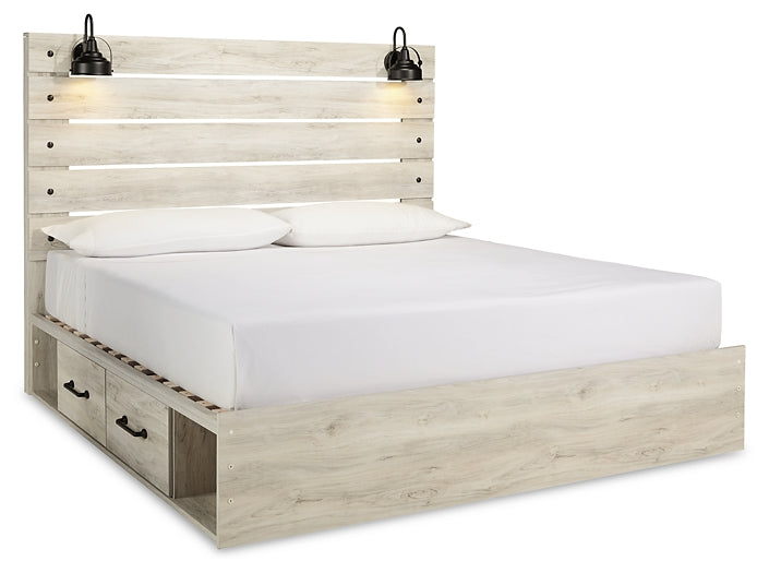 Cambeck King Panel Bed with 2 Storage Drawers with Mirrored Dresser, Chest and Nightstand Homeline Furniture