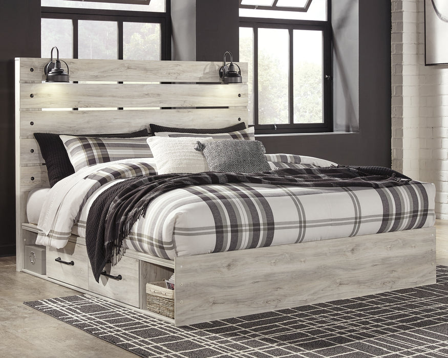 Cambeck King Panel Bed with 2 Storage Drawers with Mirrored Dresser, Chest and Nightstand Homeline Furniture