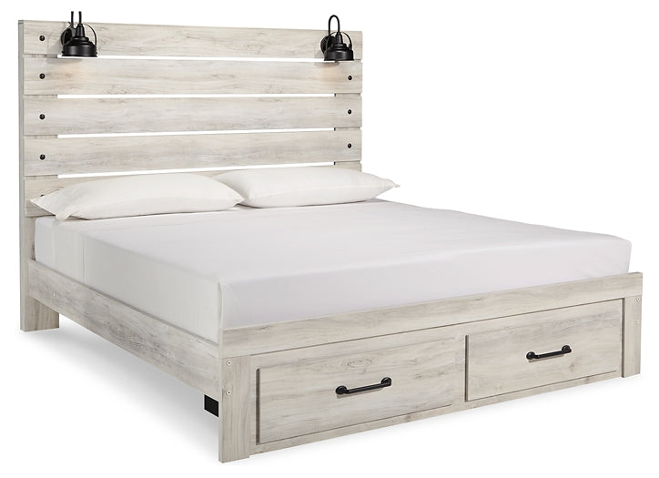 Cambeck King Panel Bed with 2 Storage Drawers with Mirrored Dresser Homeline Furniture