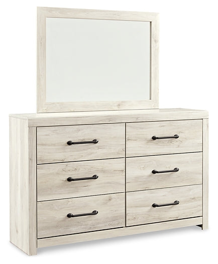 Cambeck King Panel Bed with 2 Storage Drawers with Mirrored Dresser and Chest Homeline Furniture