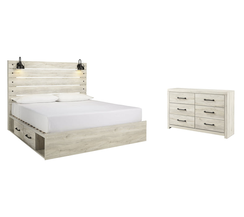 Cambeck King Panel Bed with 4 Storage Drawers with Dresser Homeline Furniture