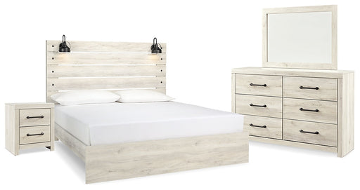 Cambeck King Panel Bed with Mirrored Dresser and Nightstand Homeline Furniture