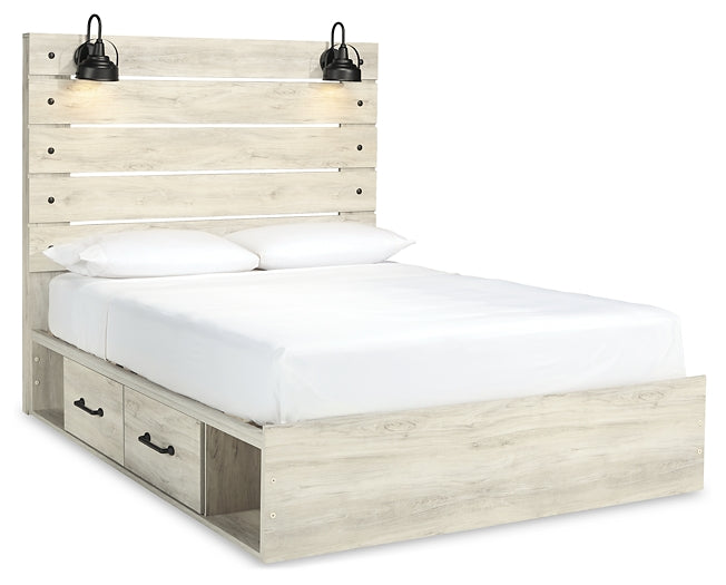 Cambeck Queen Panel Bed with 2 Storage Drawers with Mirrored Dresser, Chest and 2 Nightstands Homeline Furniture