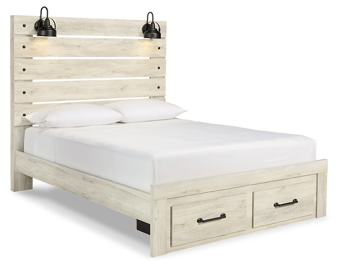 Cambeck Queen Panel Bed with 2 Storage Drawers with Mirrored Dresser, Chest and 2 Nightstands Homeline Furniture