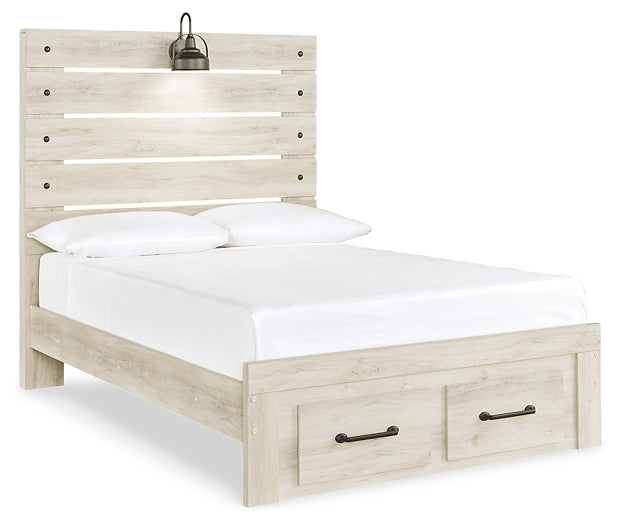 Cambeck Queen Panel Bed with 2 Storage Drawers with Mirrored Dresser, Chest and 2 Nightstands Homeline Furniture