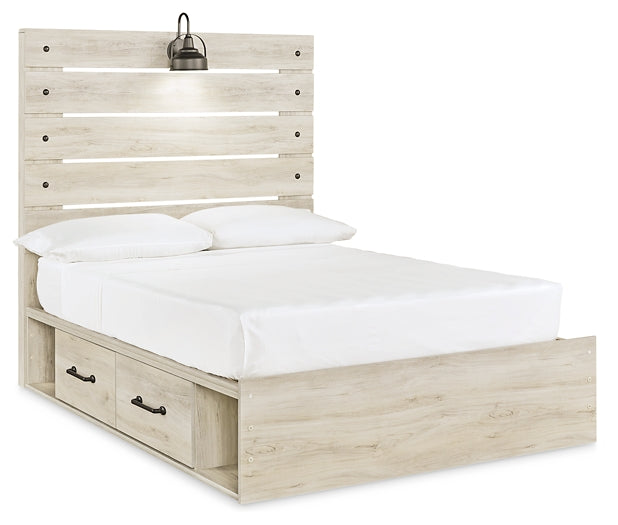 Cambeck Queen Panel Bed with 2 Storage Drawers with Mirrored Dresser, Chest and 2 Nightstands Homeline Furniture