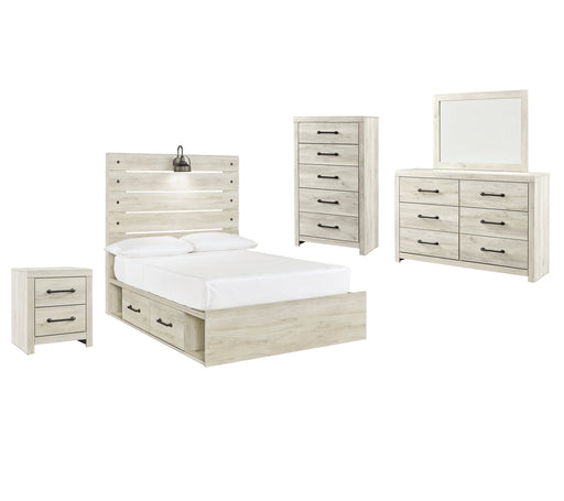 Cambeck Queen Panel Bed with 2 Storage Drawers with Mirrored Dresser, Chest and Nightstand Homeline Furniture