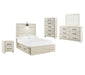 Cambeck Queen Panel Bed with 2 Storage Drawers with Mirrored Dresser, Chest and Nightstand Homeline Furniture