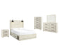 Cambeck Queen Panel Bed with 2 Storage Drawers with Mirrored Dresser, Chest and Nightstand Homeline Furniture