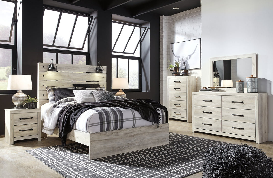 Cambeck Queen Panel Bed with Mirrored Dresser, Chest and 2 Nightstands Homeline Furniture