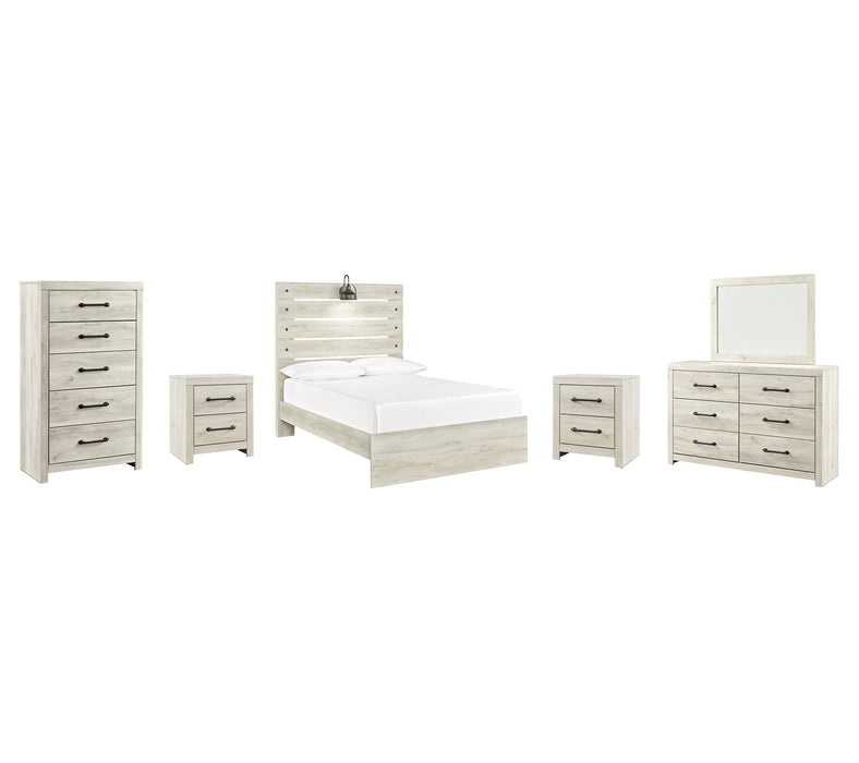 Cambeck Queen Panel Bed with Mirrored Dresser, Chest and 2 Nightstands Homeline Furniture