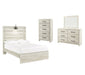 Cambeck Queen Panel Bed with Mirrored Dresser and Chest Homeline Furniture