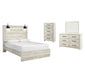 Cambeck Queen Panel Bed with Mirrored Dresser and Chest Homeline Furniture