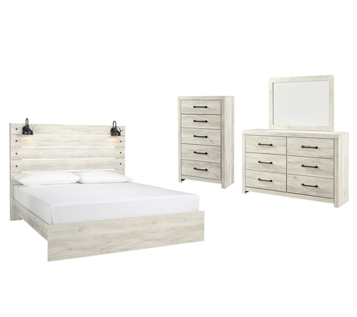 Cambeck Queen Panel Bed with Mirrored Dresser and Chest Homeline Furniture