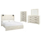 Cambeck Queen Panel Bed with Mirrored Dresser and Chest Homeline Furniture